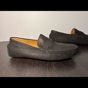 Massimo Matteo Nubuck Loafers Driving Shoes Black Mens 10